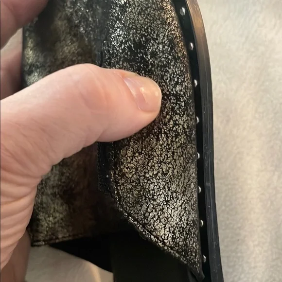 One Teaspoon Black Gold Crackled Metallic Nail Detailing Slip On Mules - Picture 12 of 15